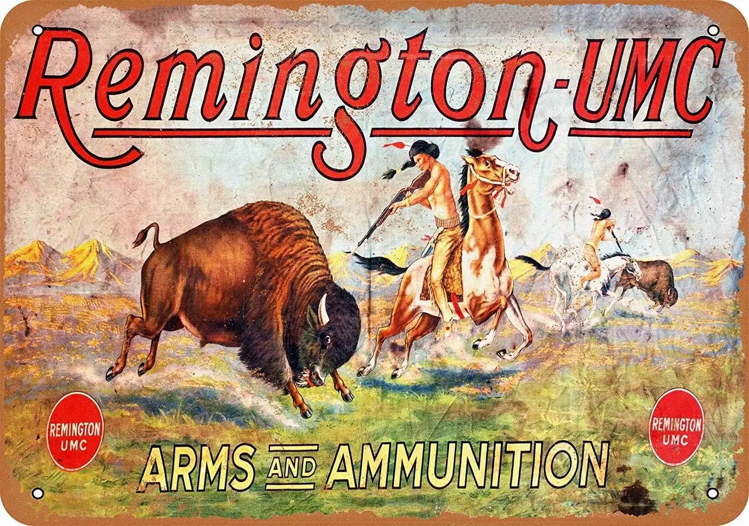 

Lenrius Retro Metal Tin Sign Vintage Remington Arms Ammunition Aluminum Sign for Home Coffee Wall Decor 8x12 Inch