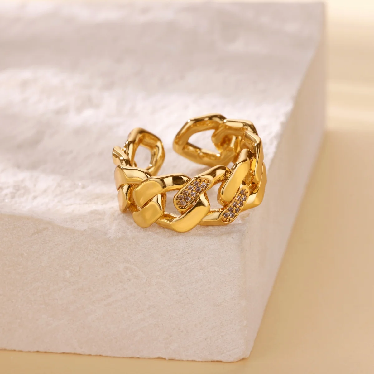 Stainless Steel Grinding Chain Open Rings For Women