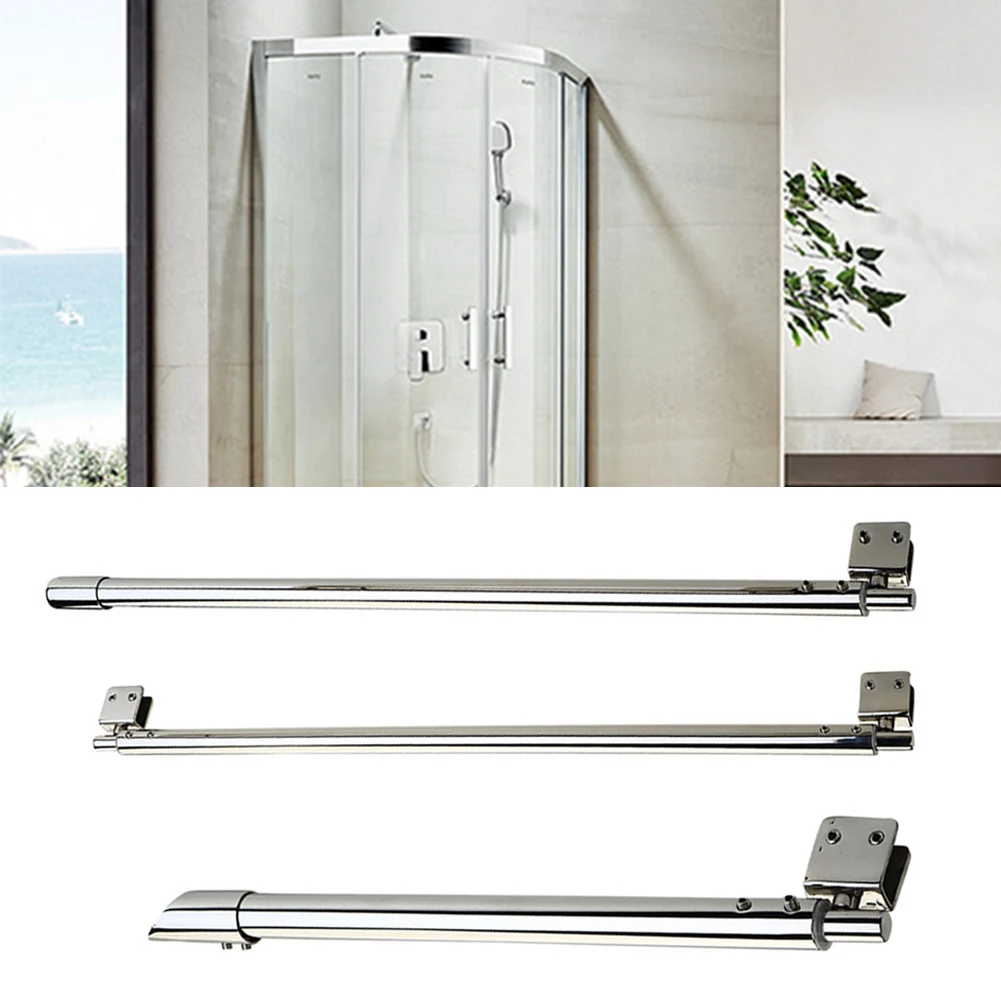 Bathroom Stainless Steel Shower Glass Door Fixed Rod Clamp Screen Glass Panel Support Bar Arms 8-12mm Adjustable Length Clamps