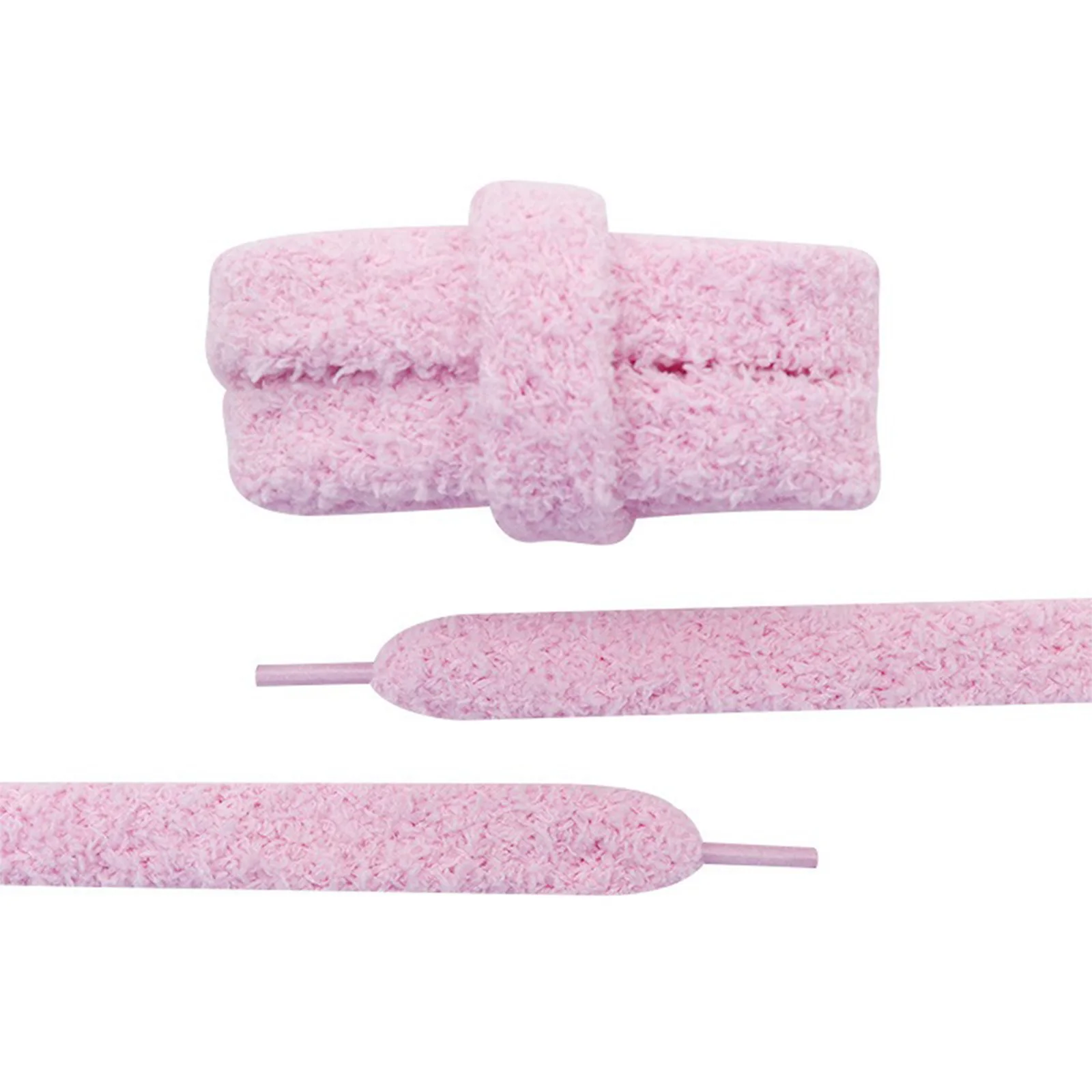 1 Pair 15mm Wide Flat Hollow Soft Fluffy Shoelaces for Women Board Shoes Canvas Shoes