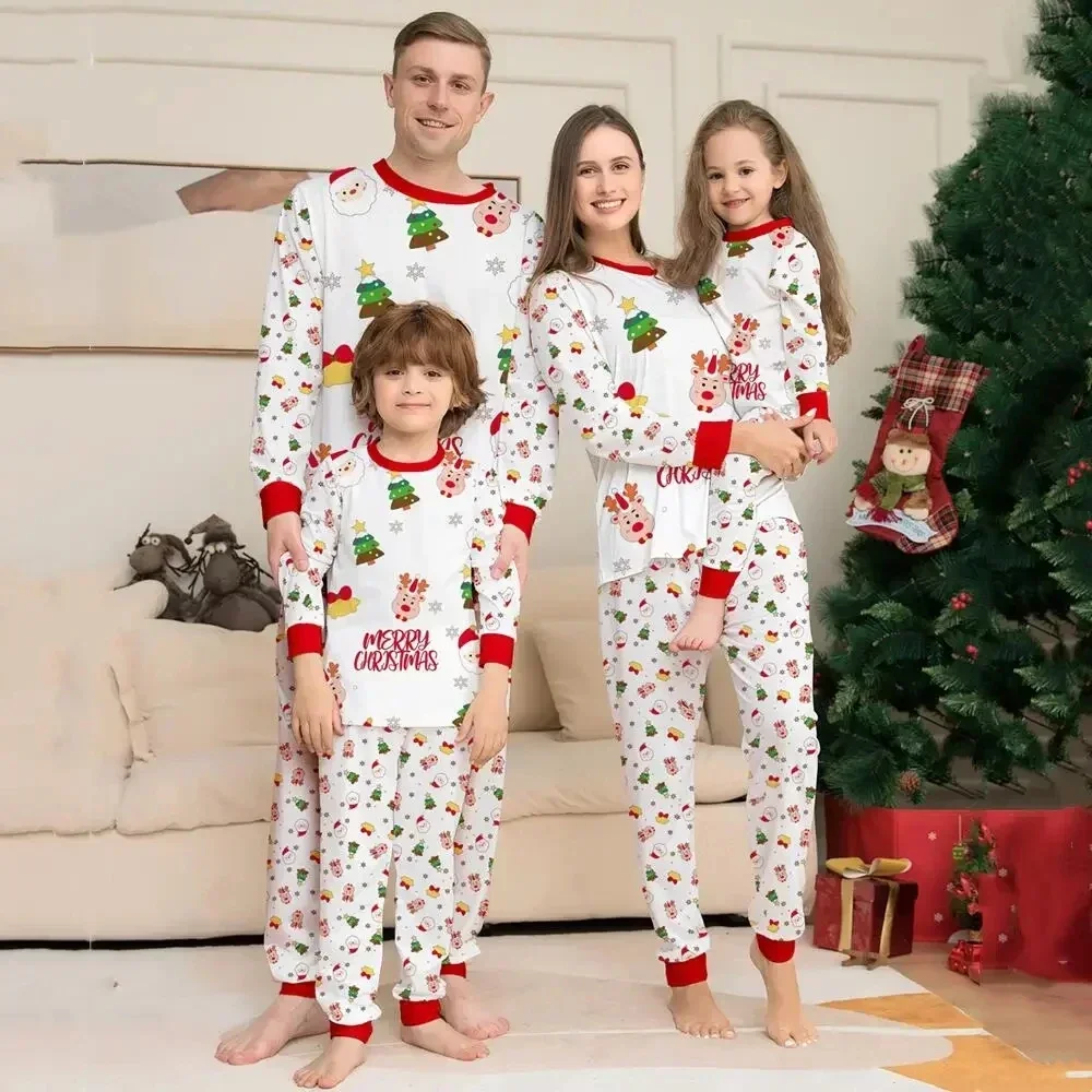 thumbnail image 4 of Pijamas suaves navideños, conjuntos familiares a juego, ropa de dormir estampada, conjunto para mamá, hija, papá, hijo, ropa de bebé a juego, pijamas navideños, 4 of 5
