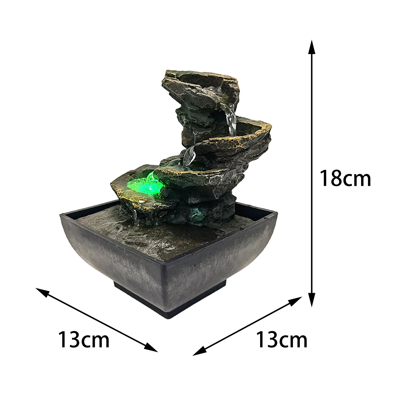 3-Tier Desktop Water Fountain Decor W/LED Plug Type US Decorative Accent Soothing Relaxation Indoor Outdoor for Home Office water fountain