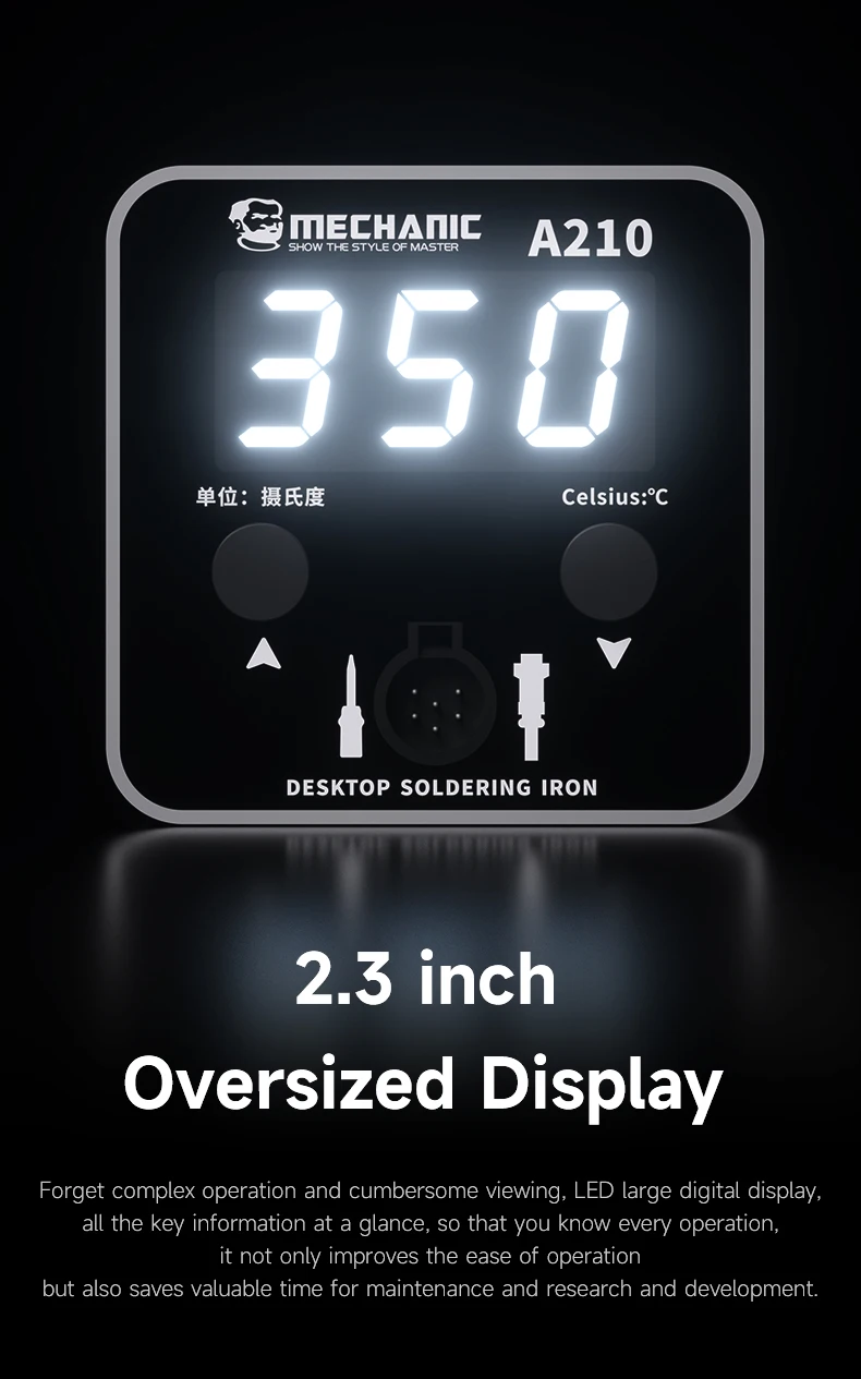 MECHANIC A210 Desktop Soldering Iron Intelligent LED Large Display Heating Core Short Circuit Protection Welding Station Soldering Iron Soldering Station Soldering Tool Welding Tool