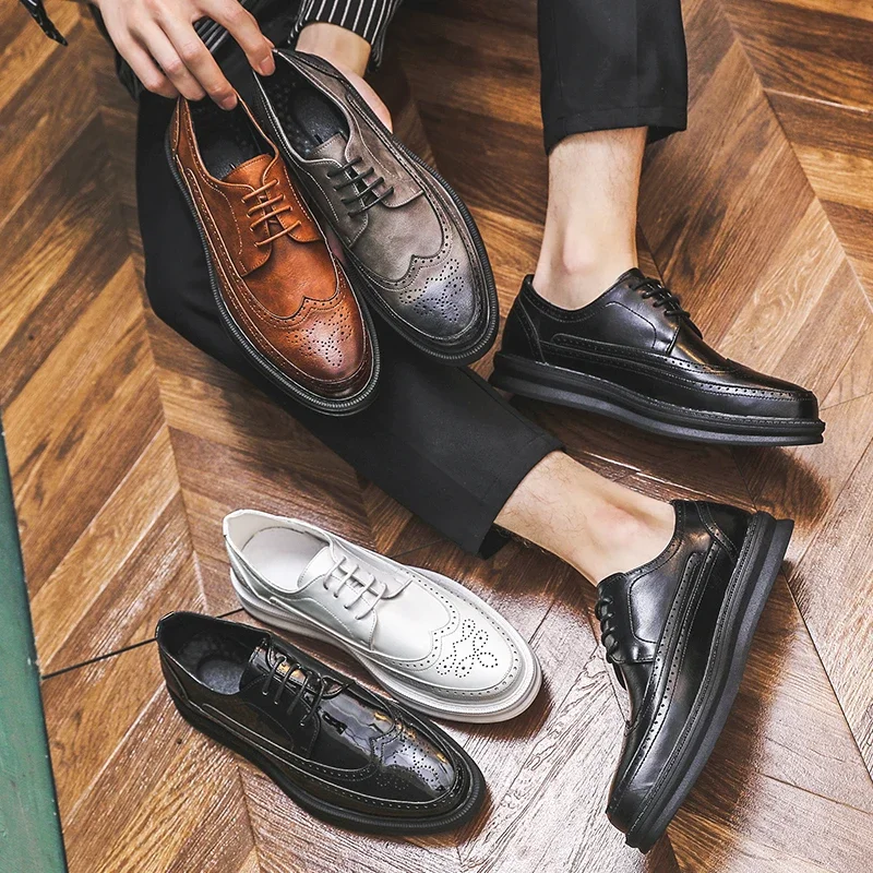 Classic High Quality Fashion Oxford Shoes Lace Up Men's Dress Shoes Style Moccasin Casual Men Leather