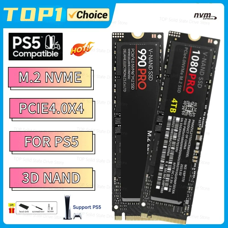 2024 990 PRO SSD NVME M2 Pcie Gen 4 14500 Мб/с 4 ТБ 2 ТБ 1 ТБ 2280 радиатор SSD Nmve внутренние диски для PS5 DIY игрового компьютера