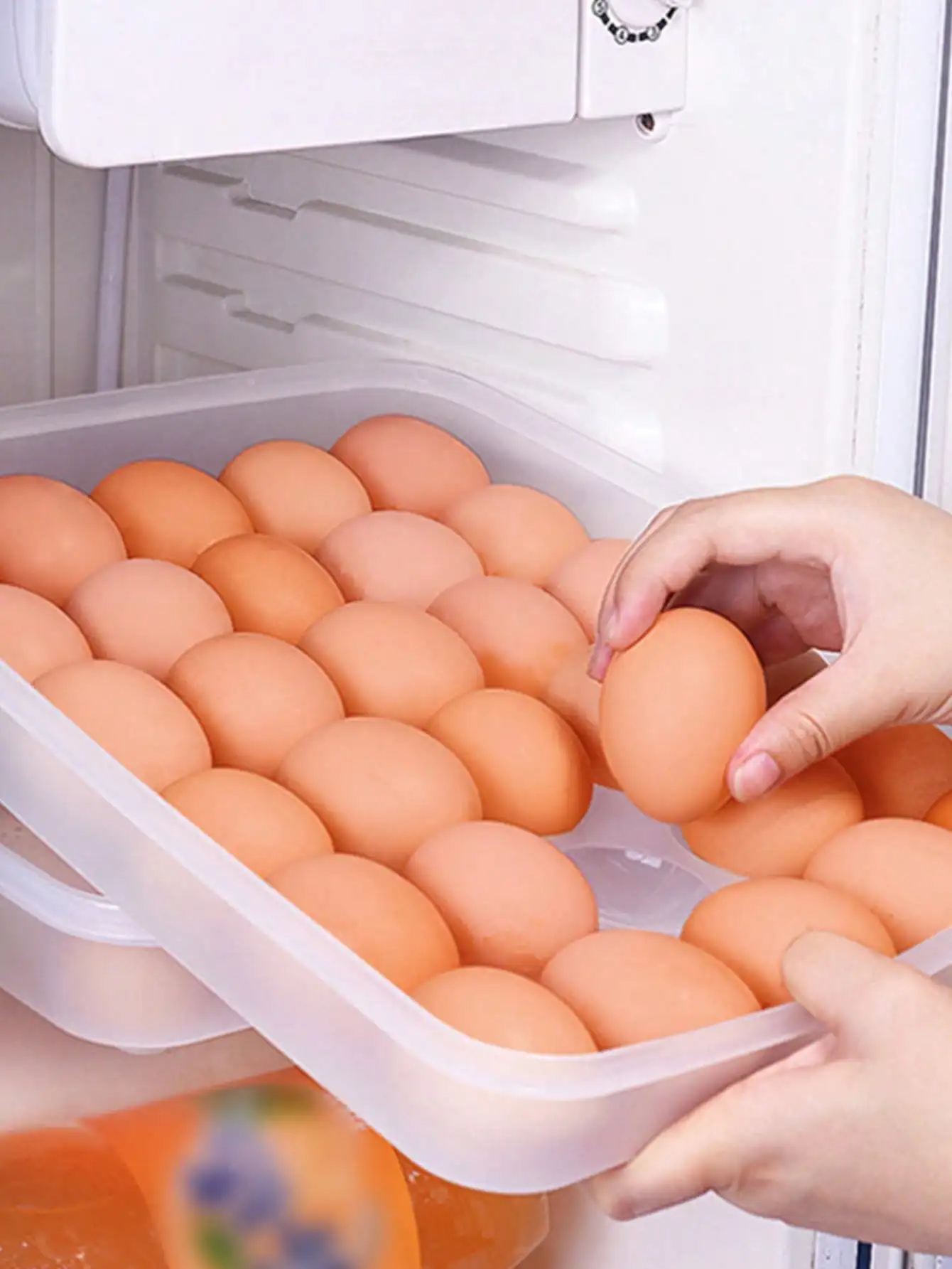 1pc 30 Grid Clear Egg Storage Box, Clear Egg Storage Box Dispenser Plastic Egg Holder For Refrigerator 4