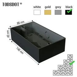 Luxurious External Mount Box for Smart Touch Light Wall Switch - Elegant 6 Gang Design in White, Black, Grey, or Gold (Black no screws)