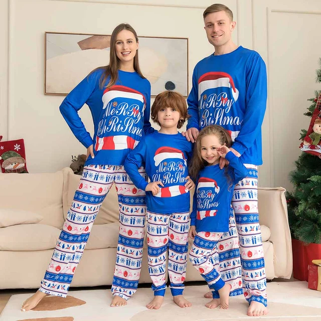 2023 عيد الميلاد الأسرة مطابقة منامة الكلب الأزرق الاطفال الأسرة مطابقة  وتتسابق بلوزات 2 قطعة عيد الميلاد ملابس خاصة منامة الطفل بذلة - AliExpress