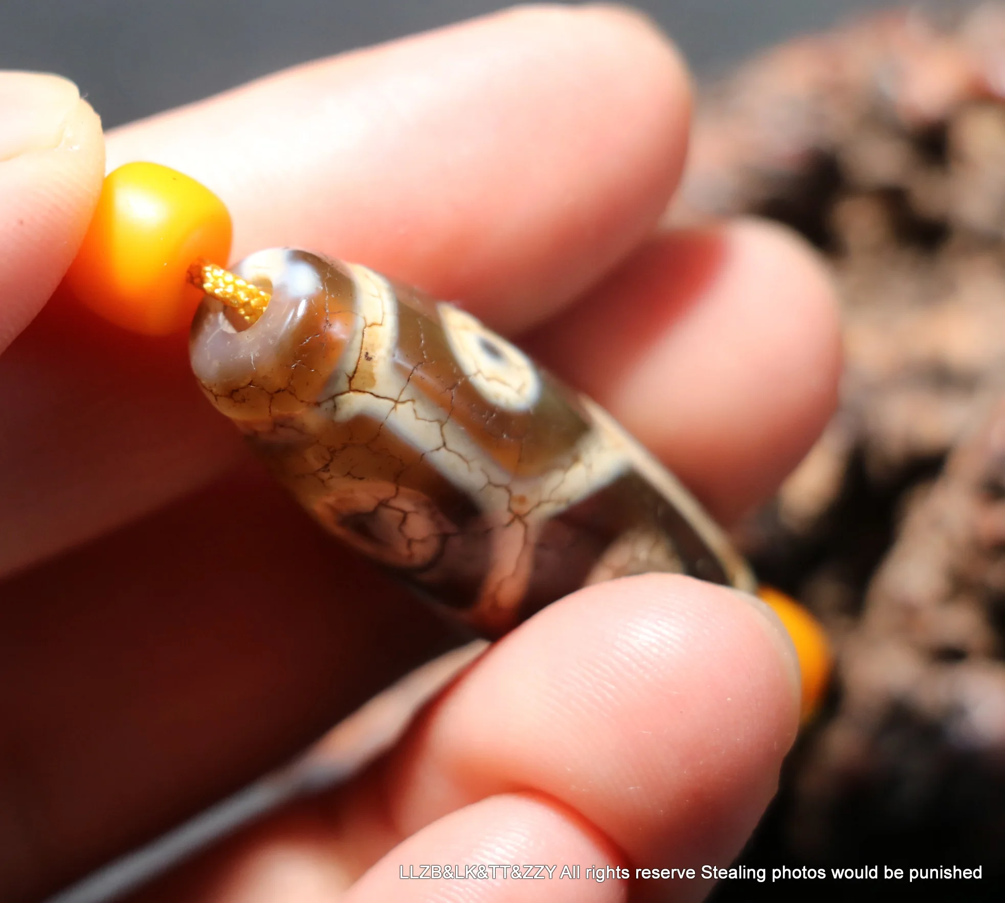 Unique Style Energy Tibetan Old Agate 6 Eye Longevity Totem dZi Bead Amulet 5A Pendant LKbrother Talisman UPS0930Qs