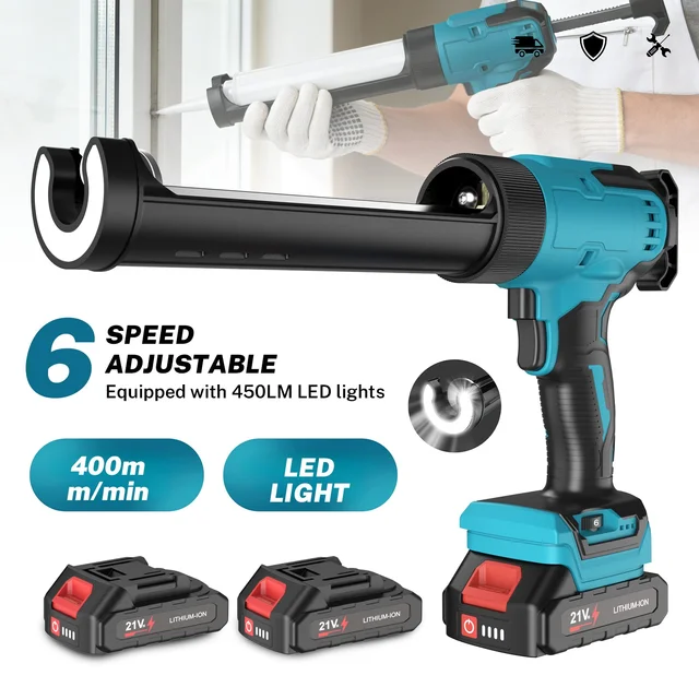 Pistolet à mastic électrique sans fil 6 vitesses pour l'étanchéité des fenêtres et des portes, compatible avec la batterie Makita 18V, portable pour usage domestique 1