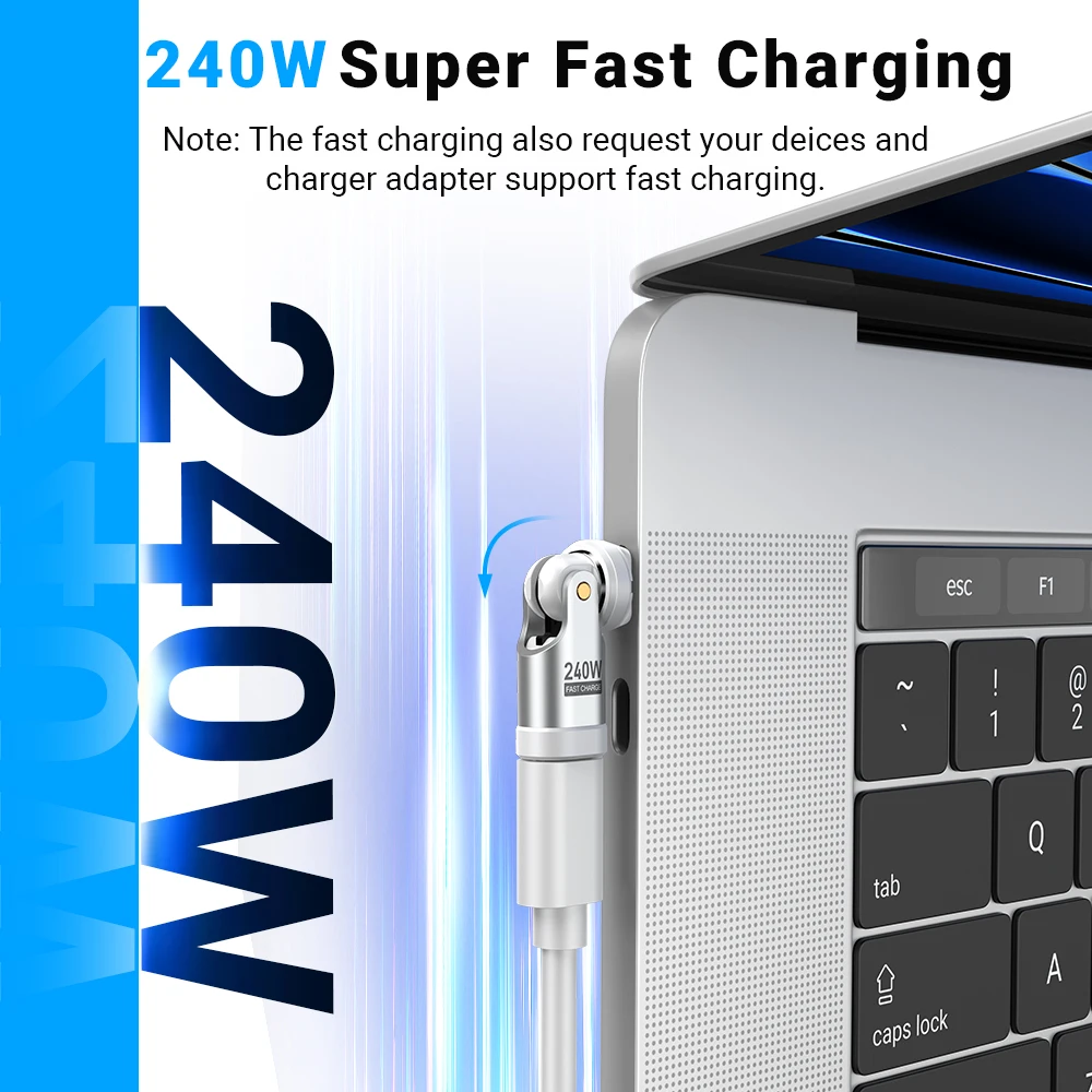 240W Type C to Type C OTG Adapter with 5A Fast Charging and USB3.1 Converter