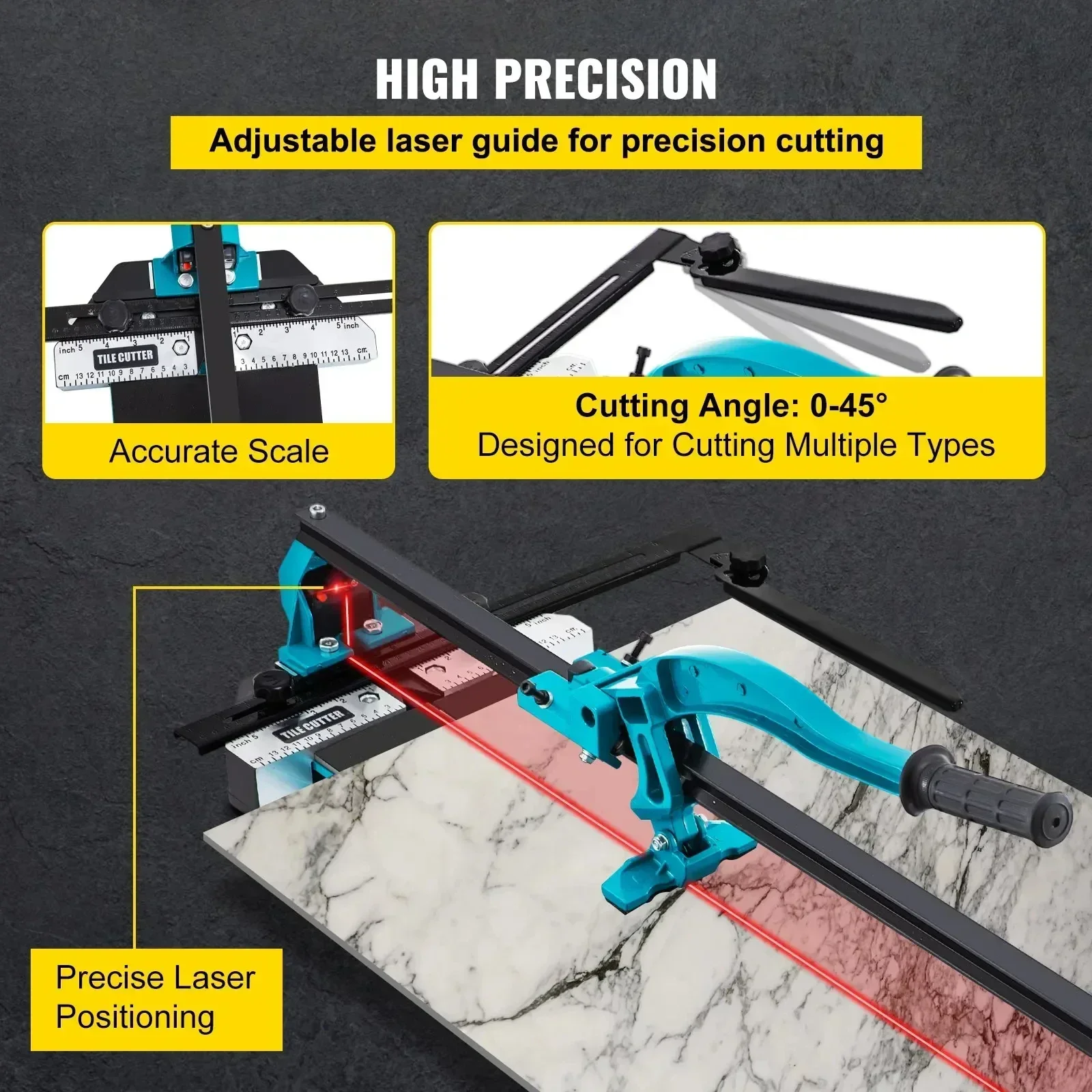 VEVOR Manual Tile Cutter 1200mm Length Laser Positioning Single Rail Hand Tool for Cutting Ceramic Porcelain Granite Floor Tiles 4