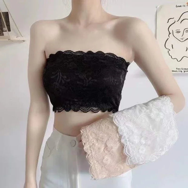 Fashion Women Ladies Girl Sexy Lace Casual Crop Boob Tube Top Bandeau Strapless  Seamless Solid Vest bras