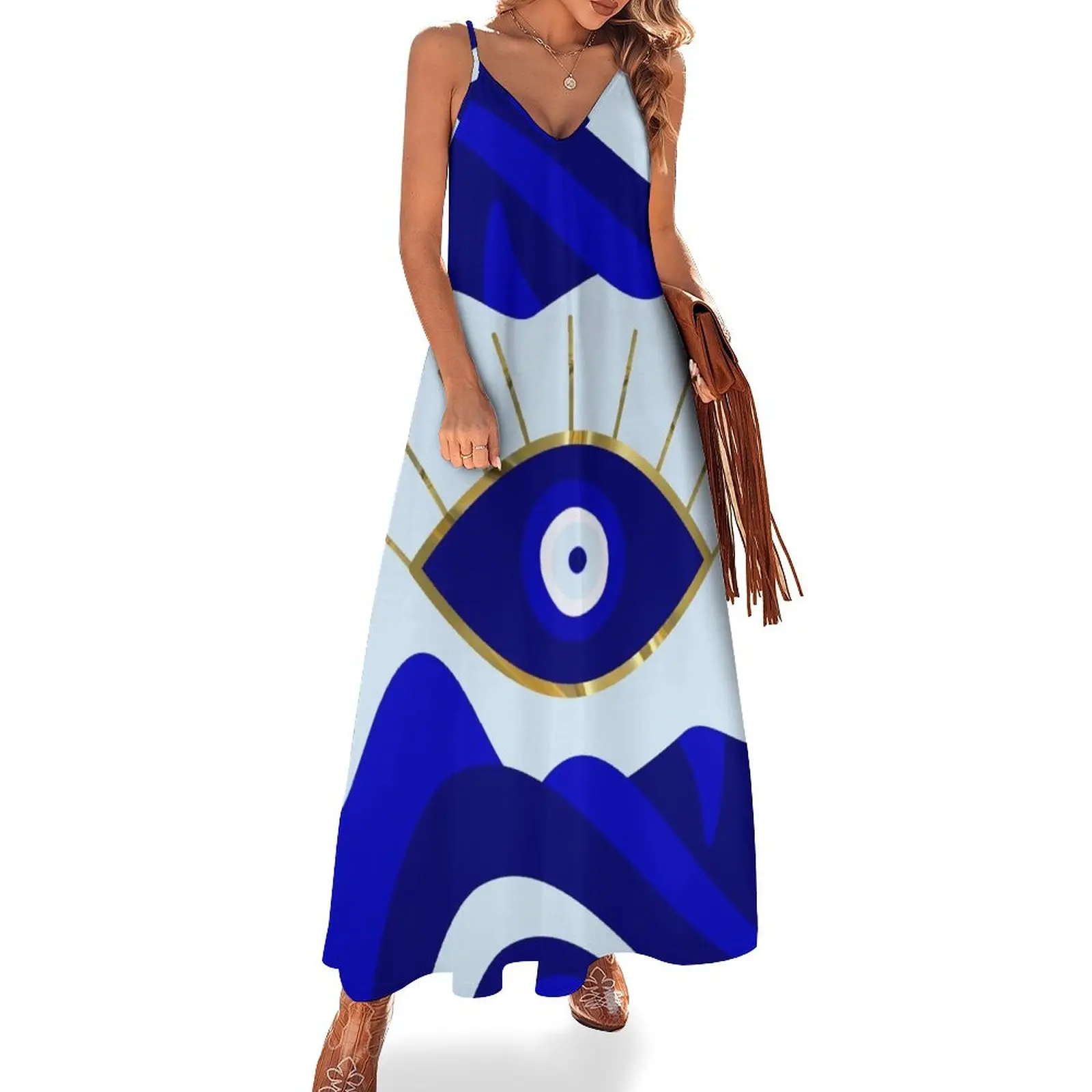 Lava All See Blue Evil Eye Abiti Senza Maniche Per Eventi Speciali Abiti Estivi Larghi Abiti Casual