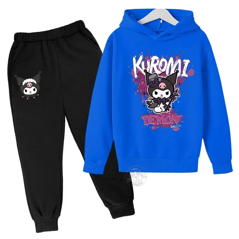 thumbnail image 1 of Conjunto de dos piezas de ropa infantil de Hello Kitty Kuromi, traje deportivo para niños y niñas de 3 a 14 años, traje informal de moda Kawaii para otoño, 1 of 5
