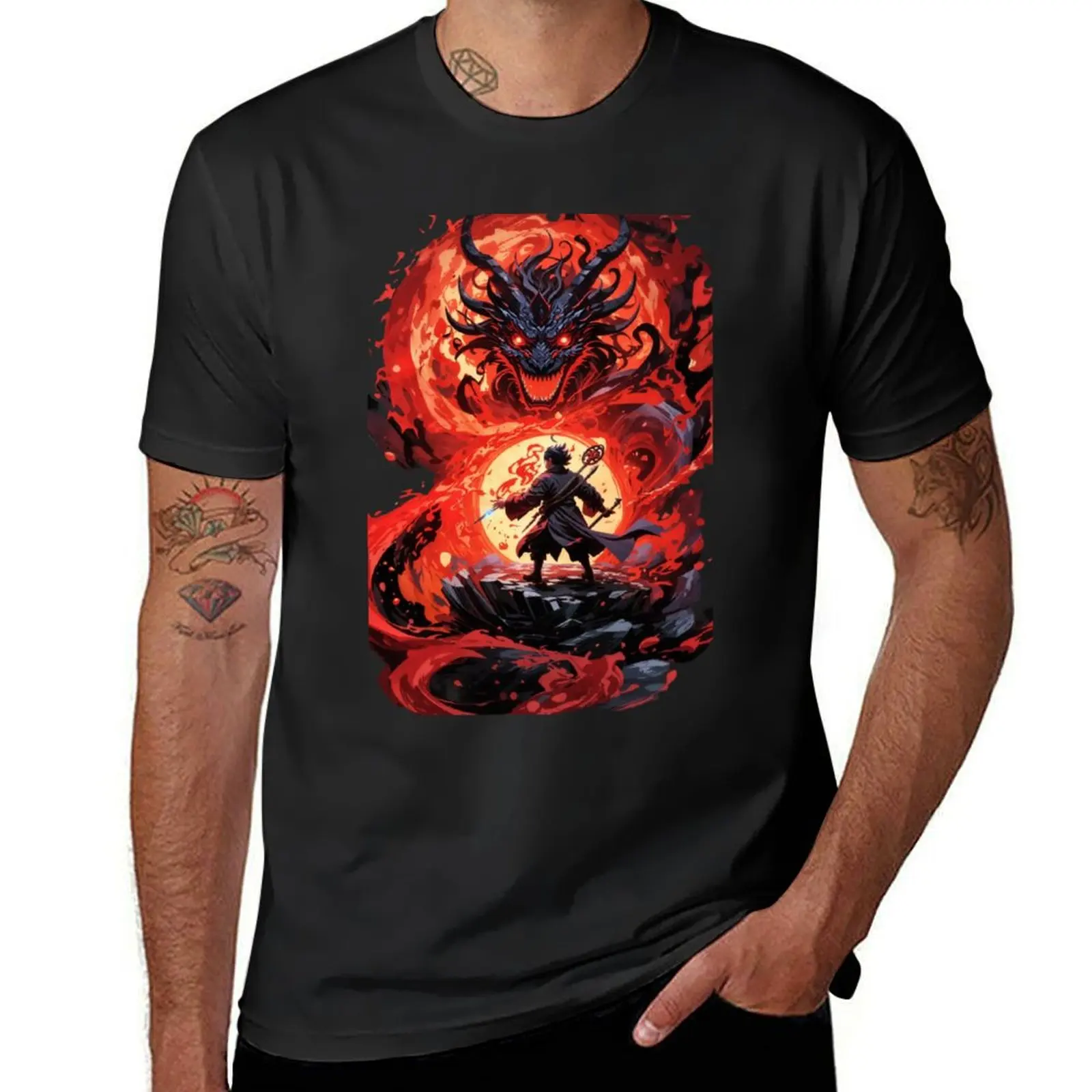 

demon fighter T-Shirt tees blacks boys animal print plain t shirts men