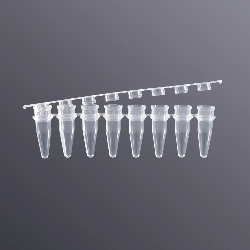 0.2ml Pcr 8 Strips Tube Lab Fluorescence Quantitative PCR Tube Strip 125pcs PP Centrifuge With Cover Medical Supplies