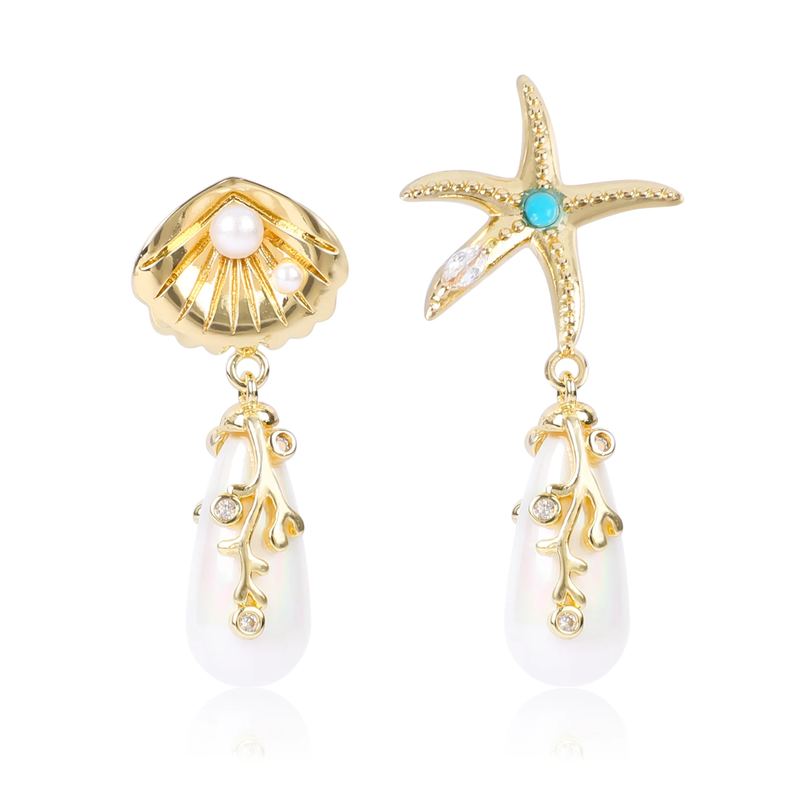 

Chicgrowth Asymmetrical Starfish Seashells Earrings for Women Fashion Jewellery for Ladies Girls Trendy Jewelry Boho Earrings