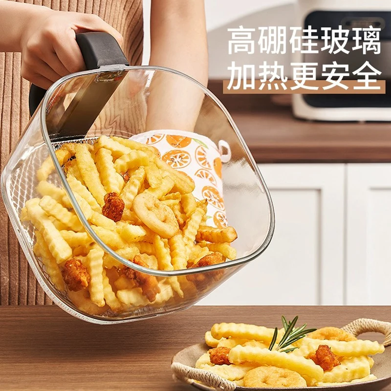 New air fryer household air fryer official multi-function no-turn-over visual uncoated glass liner