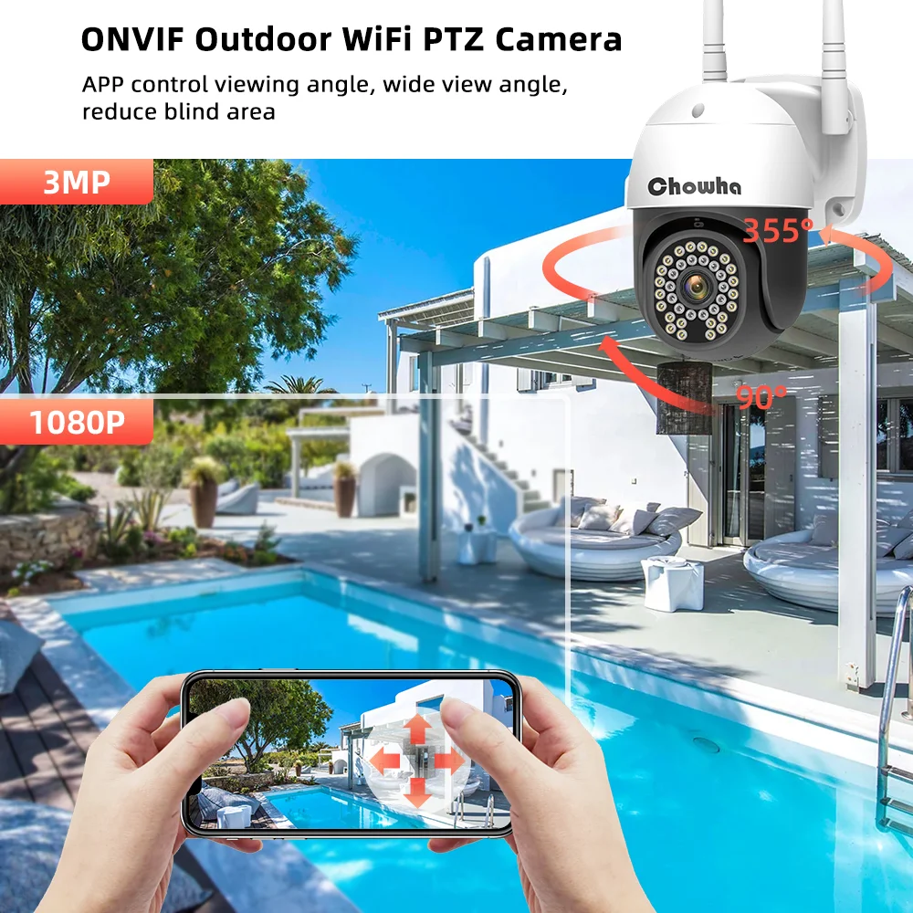 2.4G 5G 3MP PTZ WiFi IP Wireless Smart Outdoor Home Security 4X Digital Zoom Dome CCTV Video Surveillance ONVIF Spotlight Camera