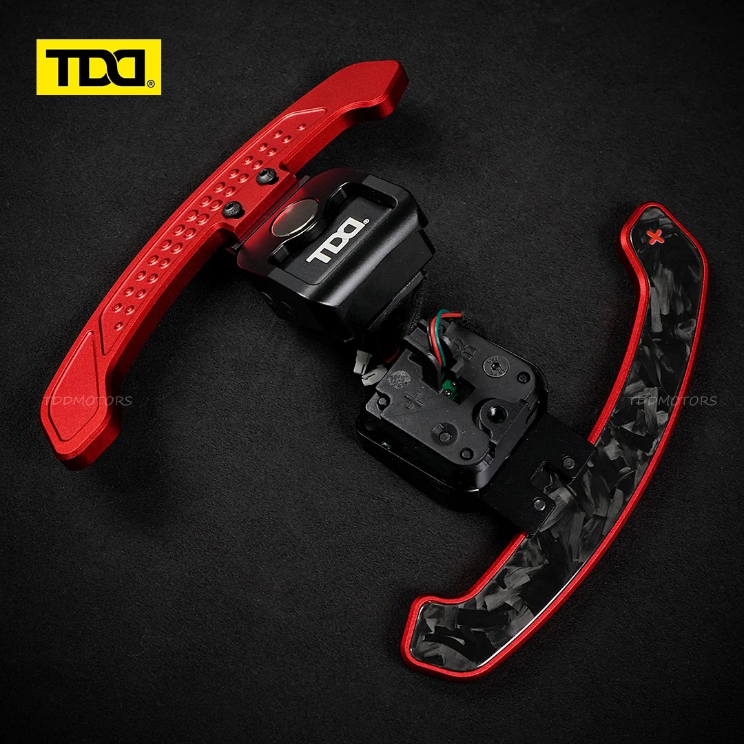 TDD Glossy Carbon Fiber Magnetic Paddle Shifter For Audi B9 A3 A5 A6 A8 Q3 Q5 Q8 S3 S4 S5 SQ5 RS3 RS5 RSQ5 Aluminum Alloy Back