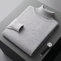 Autumn and winter new 100% merino cashmere sweater men's knitted pullover padded warm turtle neck fashion loose plus size coat 2