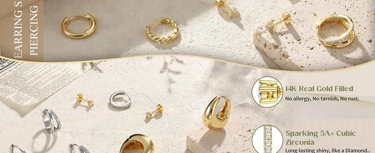 Hypoallergenic Flat Back Stud Earring Stacks