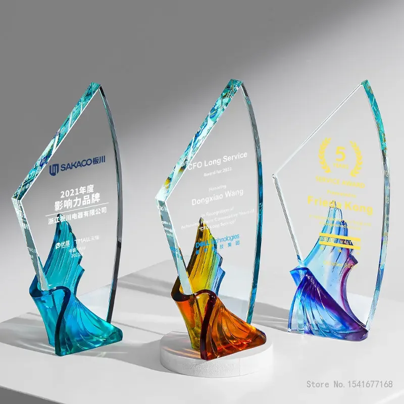 Customized Coloured Wings Trophy, Lettering, Star of the Future, Excellent Home Desk Decor, High Grade Crystal Trophy, New, 2022