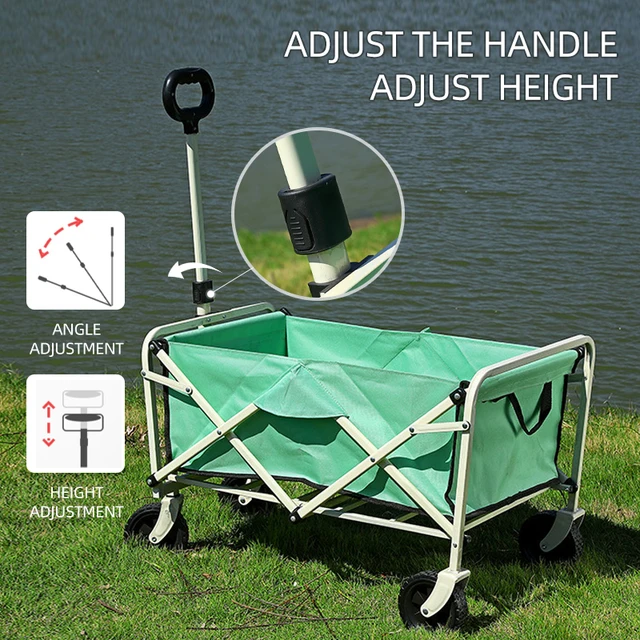 Kültéri Kocsi Hordozható Kerti Kosár Összecsukható Ultra Könnyű Bevásárló Pushcart Piknik Strand - Image 3