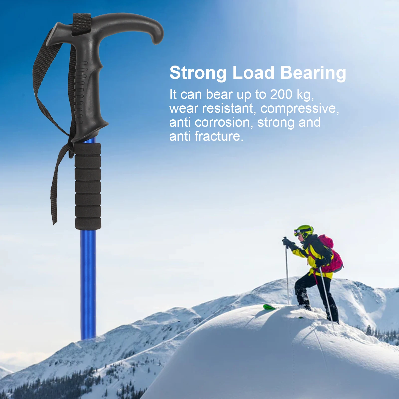 3 Section Portable Hiking Pole Aluminum Alloy Adjustable Heigh Walking Stick Shock Resistant Mountaineering Pole 6