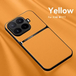 Magnetic PU Leather + TPU Edge Ultra - thin Drop - proof Camera Protection Cover for Xiaomi 17T (Yellow)