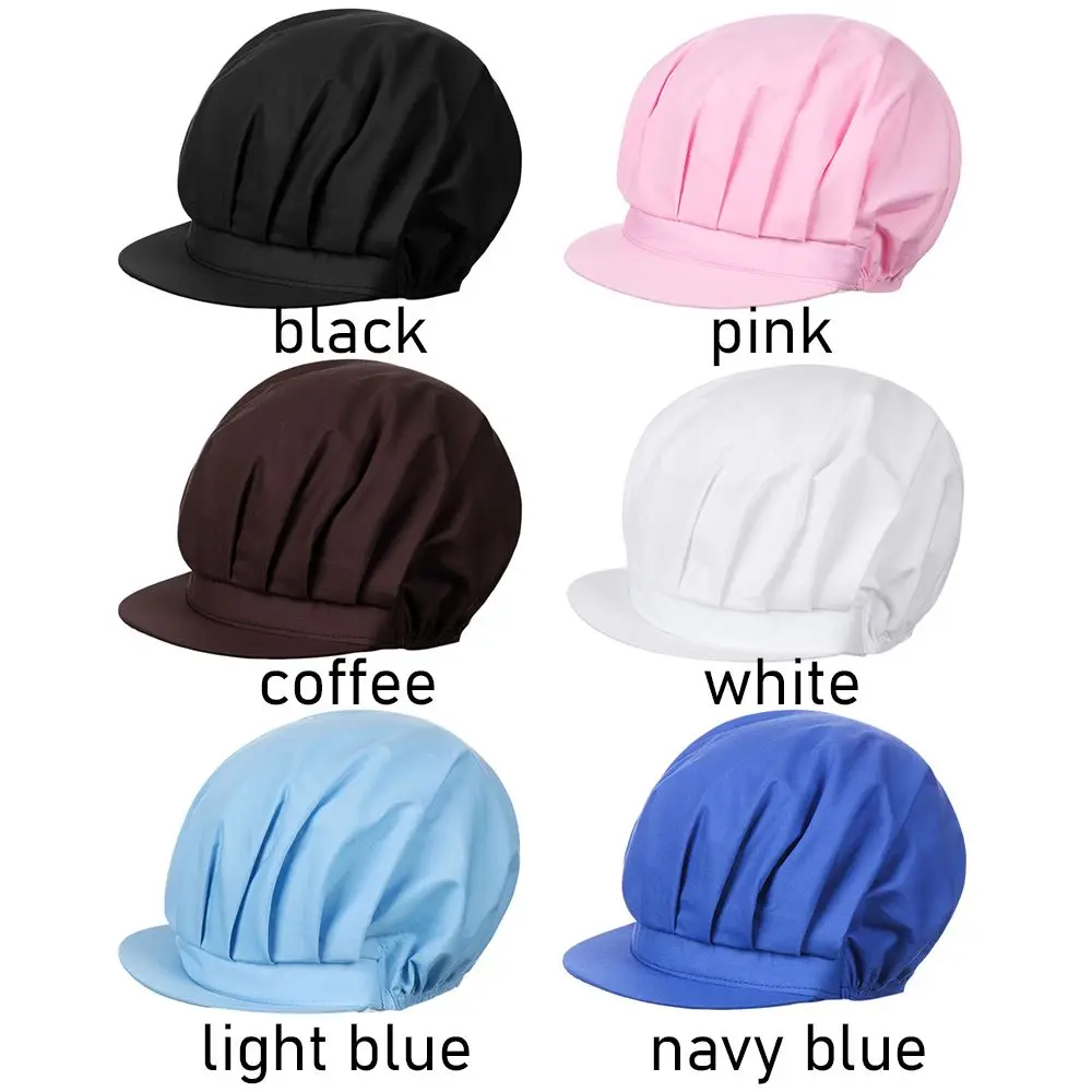 Chef Hat Kitchen Cooking Chef Cap Food Service Hair Nets Chic Work Accessories Women Bandage Adjustable Cap Solid 6