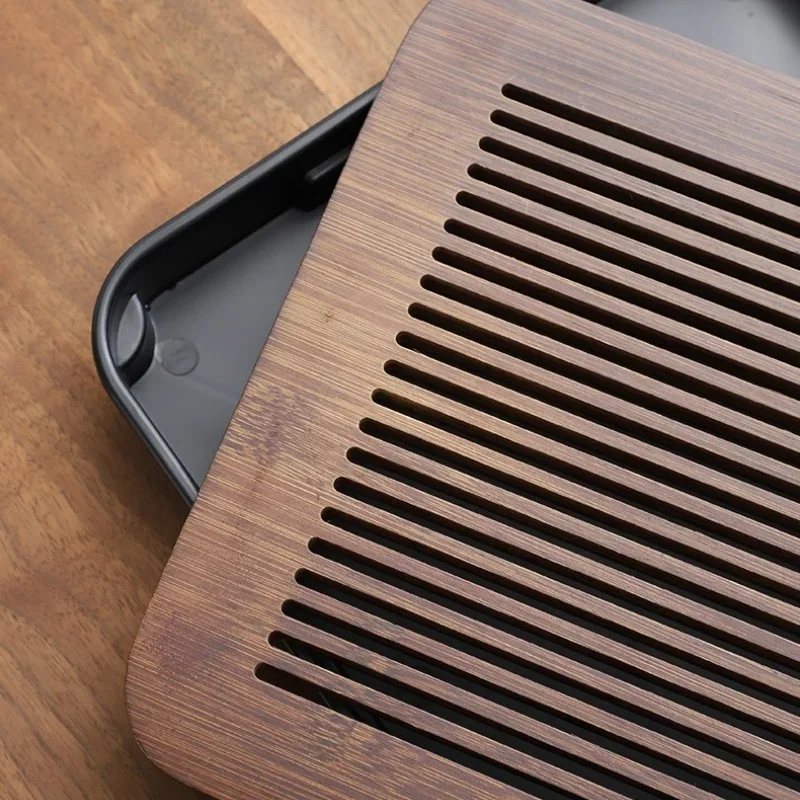 Portable Bamboo Tea Tray 1Pcs Small Household Simple Kung Fu Set Drainage Storage Drainage Dry and Wet Dual Use tea tray