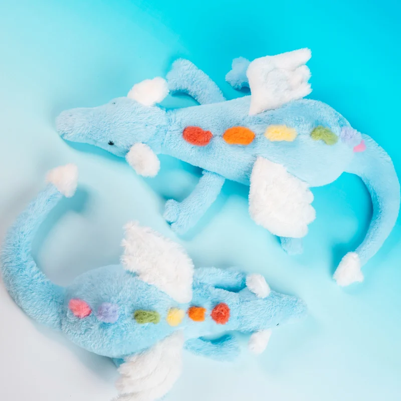 60-100CM Adorable Flying Dragon Animals Sky Blue Dolls Super Soft Throw Pillow Cartoon kawaii Birthday Christmas Gifts Decor
