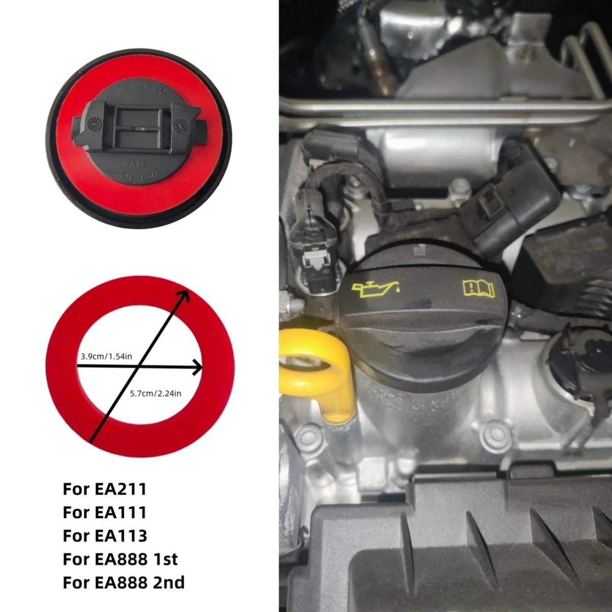 Oil Filler Cap Rubber Sealing Gasket For Audi A1 S1 A3 A4 A5 A6 A7 A8 S3 S4 S5 C6 C7 S7 S8 Q2 Q3 Q5 Q7 EA888 EA211 EA111 EA113