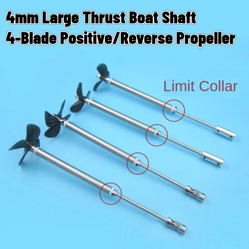 

4mm L20cm Stainless Steel RC Boat Shaft+4-Blade Positive&Reverse Screw Propeller+L10cm Shaft Sleeve+Coupling-A Set