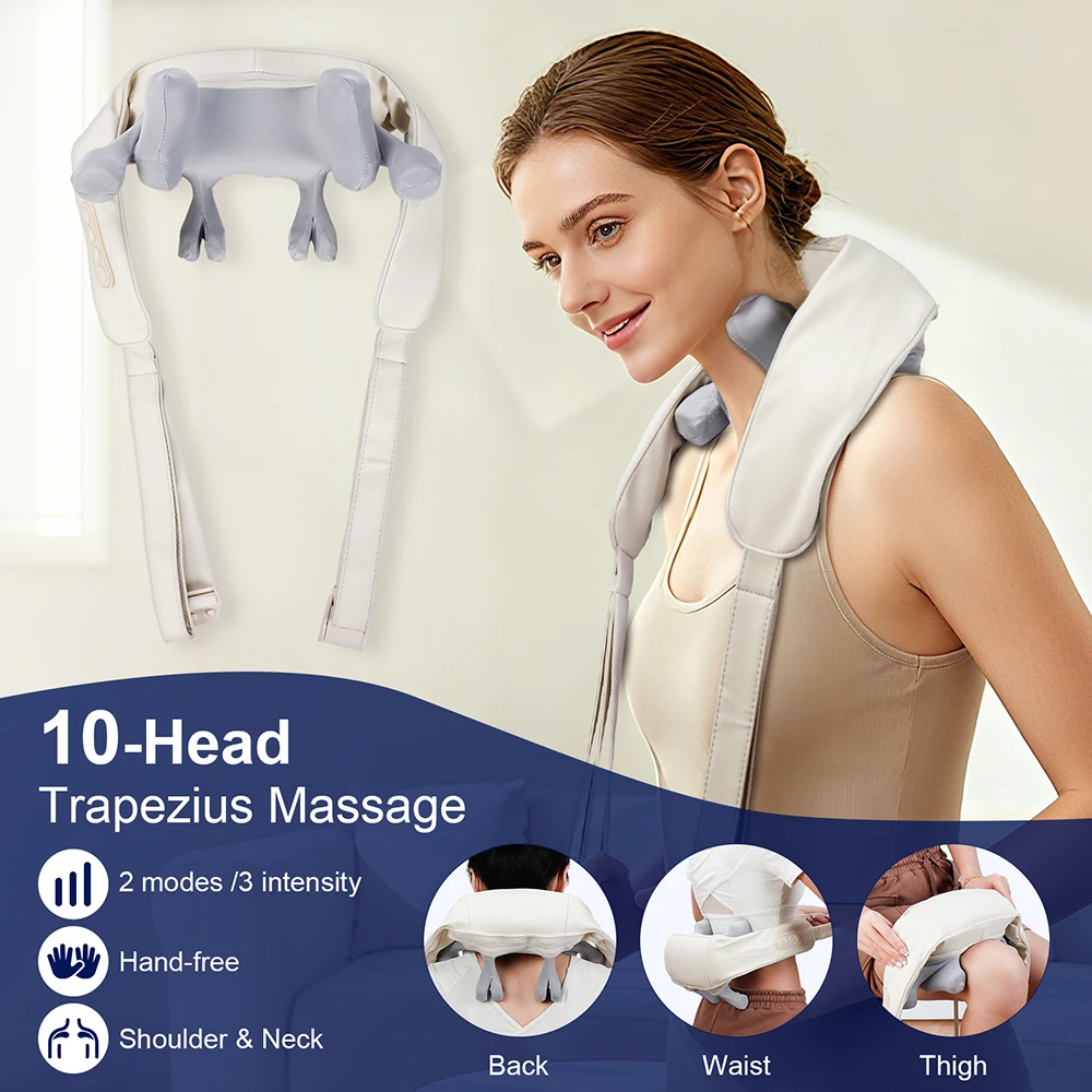 10-Head Kneading Neck Shoulder Relaxation Massage Shawl Wireless Neck And Shoulder Massager Waist Back Neck Trapezius masajeador