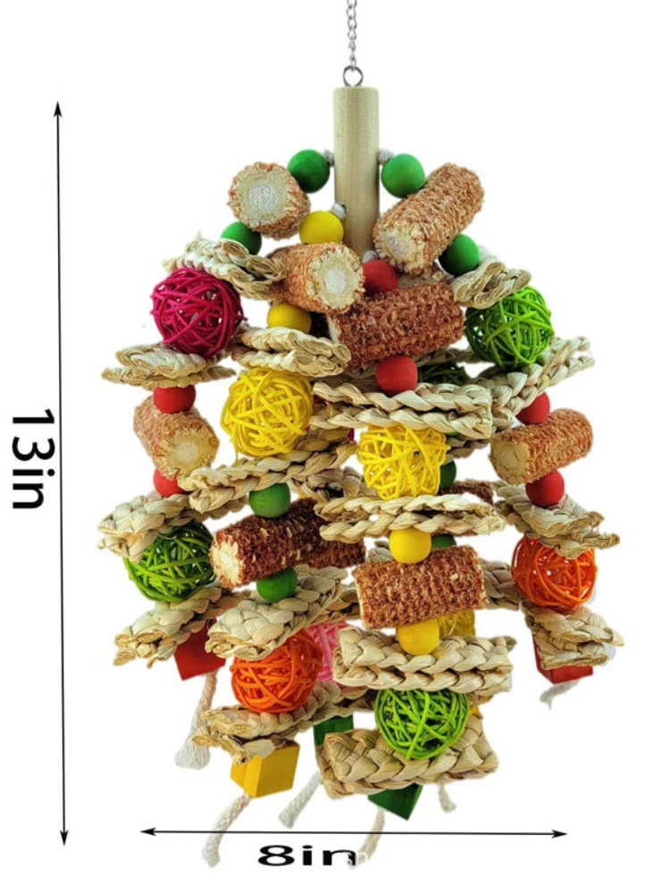 Parrot Toys Bird Toys Natural Corn Cob Bird Chew Products with Wooden Blocks