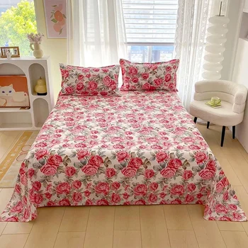 Red Flower Printed Flat Bed Sheets for Double Bed Single/Queen/King Reactive Printed Top Sheets for Beds sabanas cama 150×200 Red Flower Printed Flat Bed Sheets for Double Bed Single/Queen/King Reactive Printed Top Sheets for Beds sabanas cama 150×200