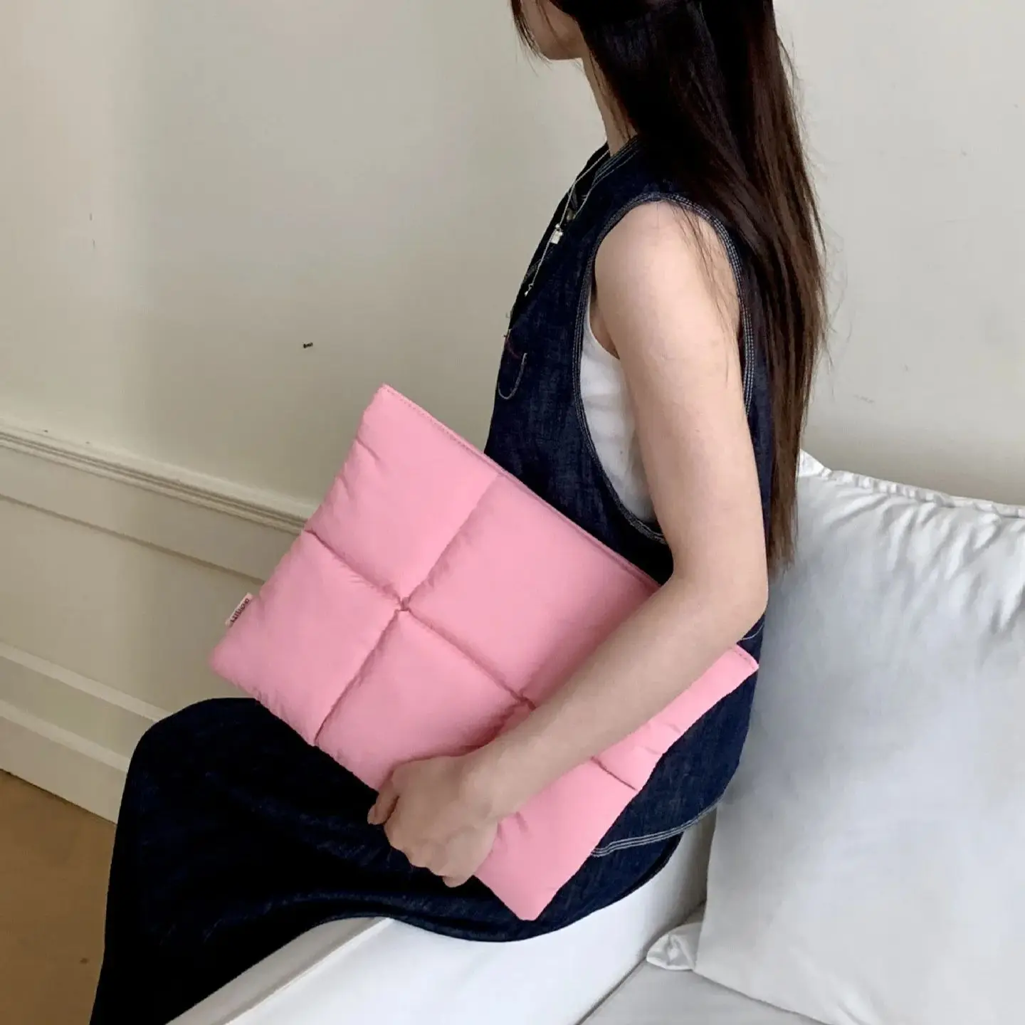 Quilted Puffy Laptop Bag Sleeve – Protective Notebook Pouch