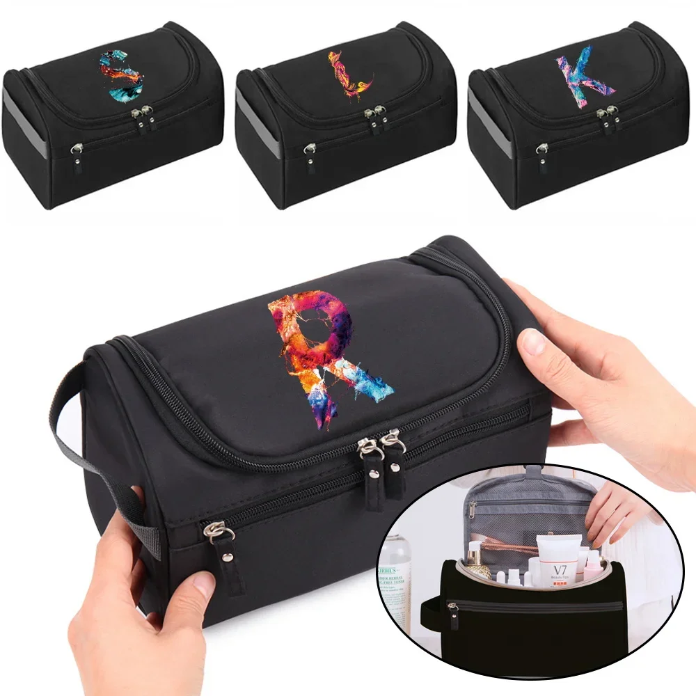 

Cosmetic Bag for Makeup Organizer Case Paint Letter Print Series MakeUp Handbag Wash Bags Functional Hanging Cosmetic Bags