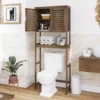 Bamboo Over-The-Toilet Organizer Rack, Freestanding Toilet Space Saver with 3-Tier Adjustable Shelves (Walnut) 2