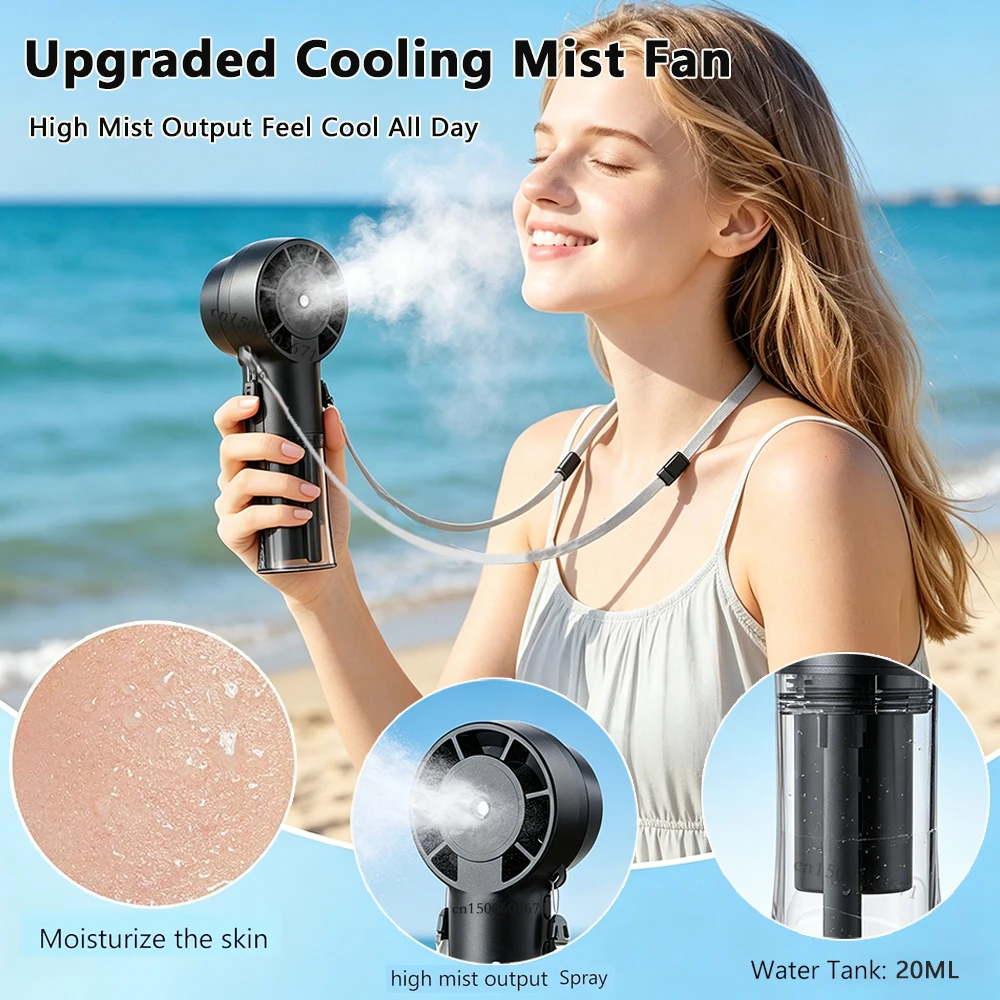Portable USB Rechargeable Mini Humidifier Fan with Water Mist 기능