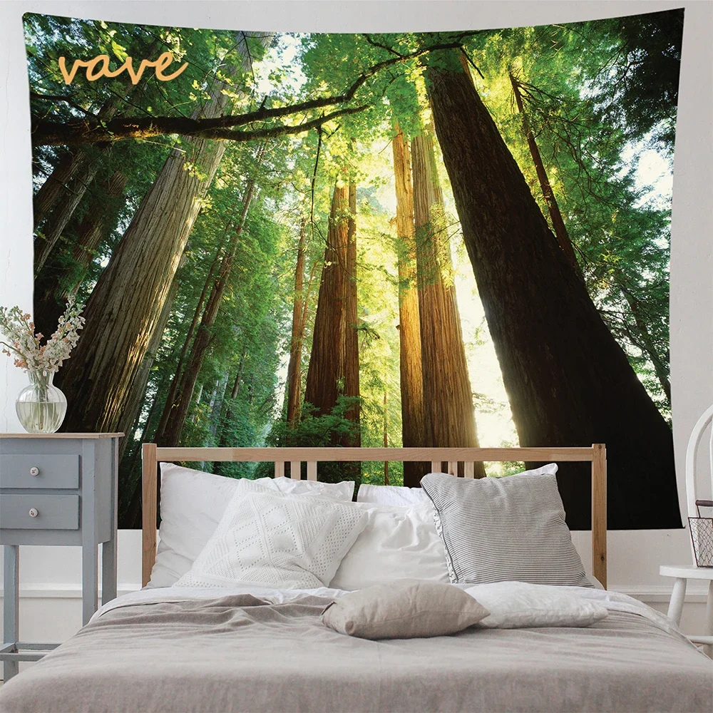 Arazzo giapponese della Foresta Rossa e Nera, Arazzo estetico da appendere alla parete da uomo, con alberi di montagna e sole, fresco asiatico con paesaggio della natura scura, decorazione artistica