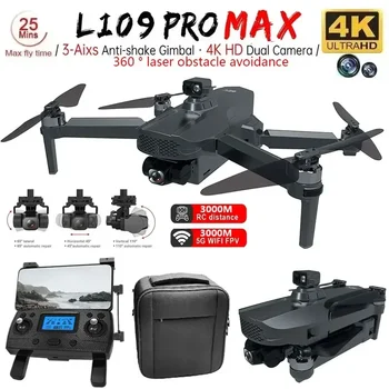 L109 PRO MAX GPS Drone 4K Professionale 3 assi PTZ HD Doppia fotocamera 5G WIFI FPV 360 ° Drone con motore brushless per evitare ostacoli laser