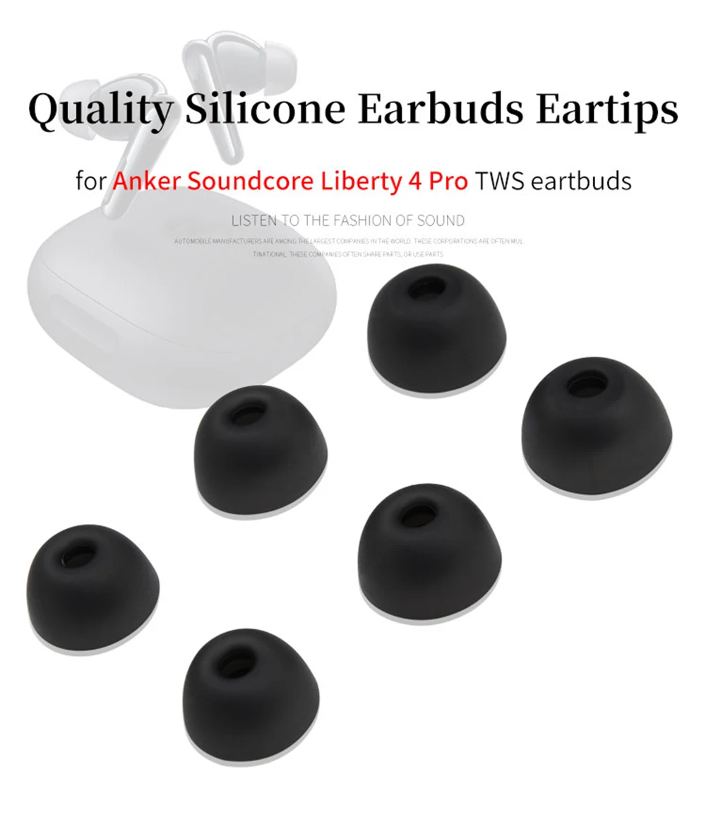 6Pcs Silicone Ear Tips for Anker Soundcore Liberty 4 Pro True Wireless Earbuds Eartips Liberty4 Pro TWS Tips Headphones Earplugs
