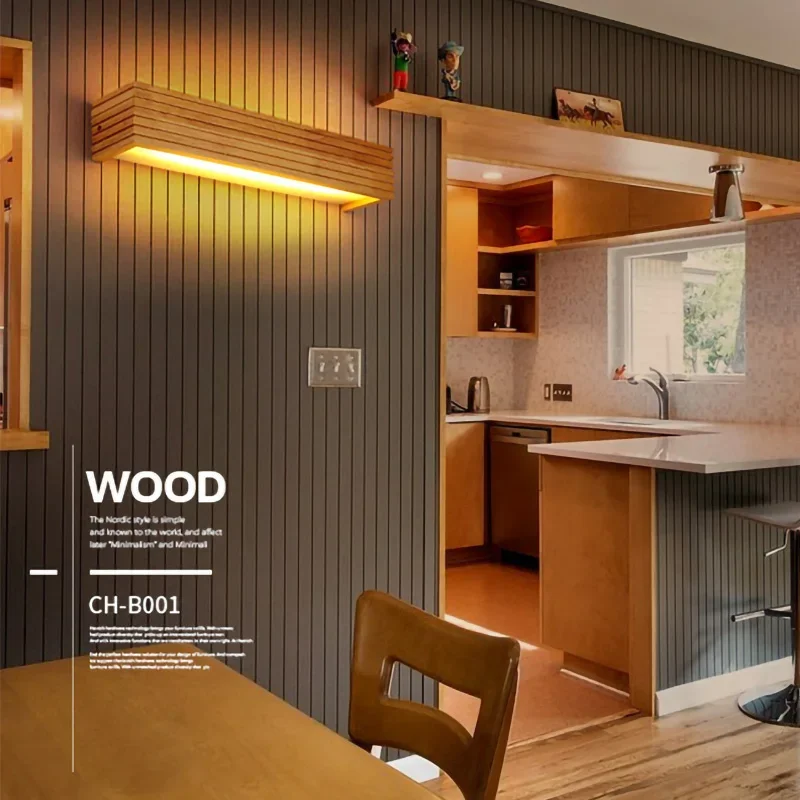 Wood LED Wall Lamp for Bedroom Living Room Study Room and Stairs