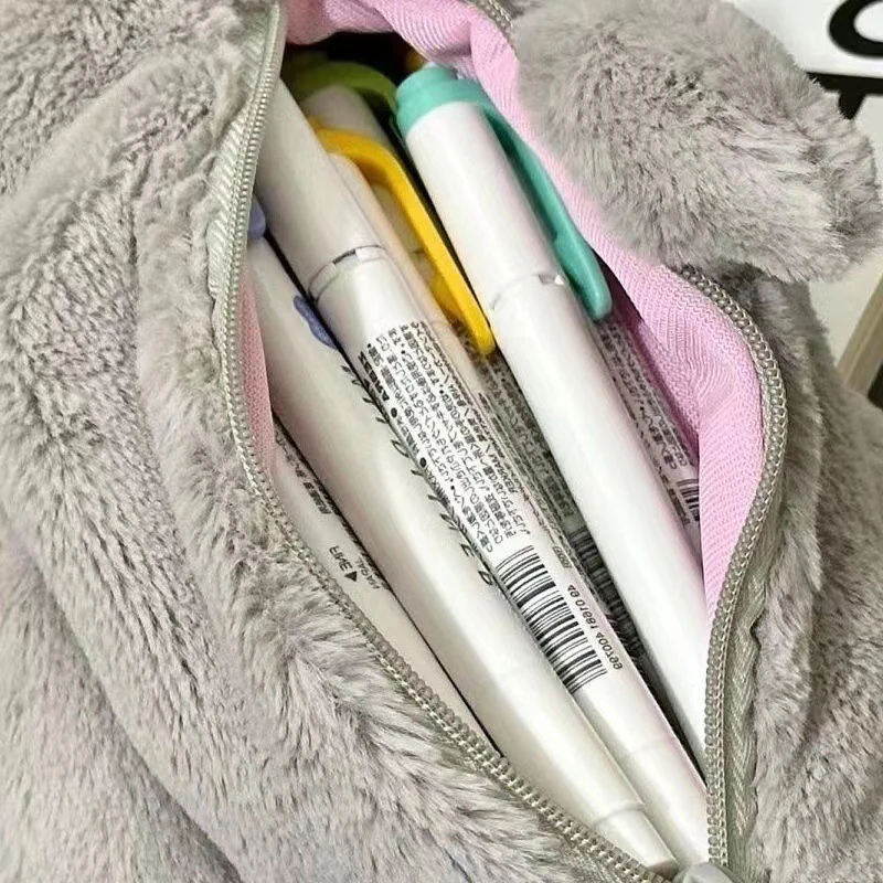 귀여운 봉제 바다 상어 연필 케이스, 화장품 가방, 휴대용 대용량 펜 파우치, 문구 보관함, 학교 사무용품