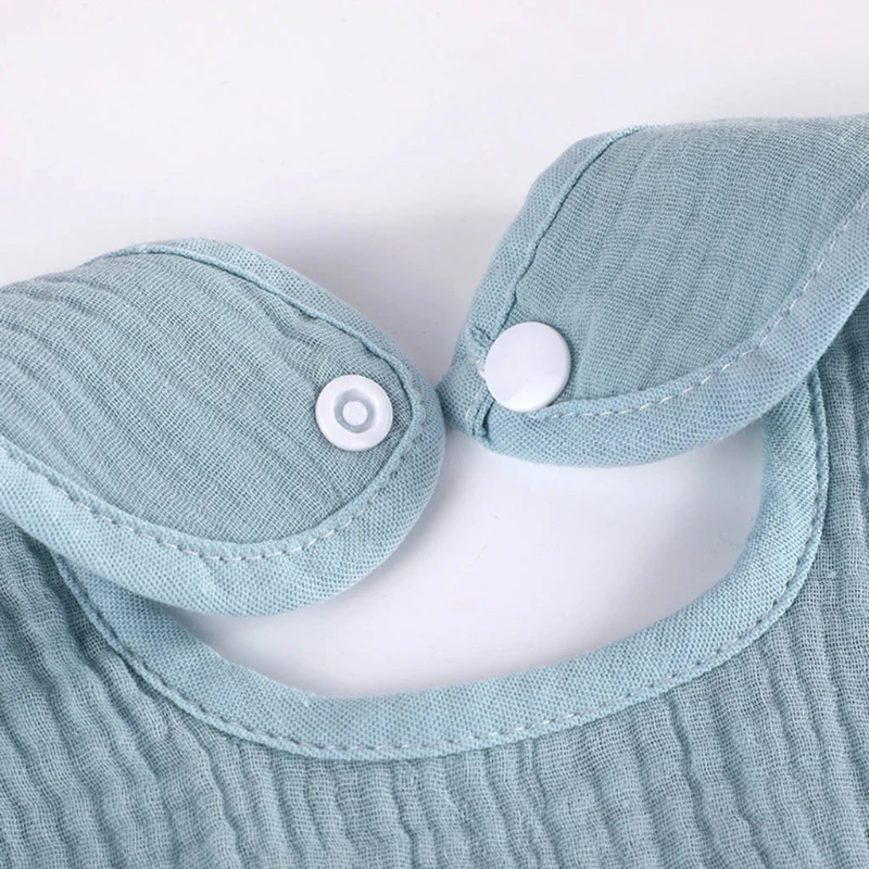 

Baby Bib Saliva Towel Solid Color Feeding Burp Cloth Adjustable Button Bibs