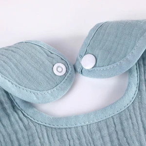 Baby Bib Saliva Towel Solid Color Feeding Burp Cloth Adjustable Button Bibs